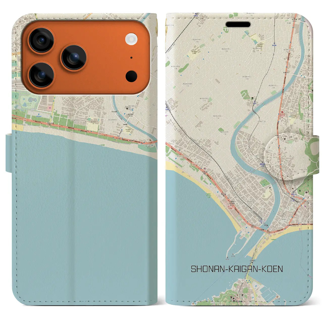 【湘南海岸公園（神奈川県）】地図柄iPhoneケース（手帳タイプ）