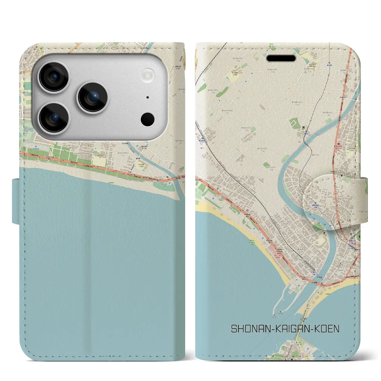【湘南海岸公園（神奈川県）】地図柄iPhoneケース（手帳タイプ）