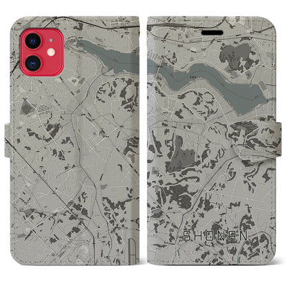 【沼南（千葉県）】地図柄iPhoneケース（手帳タイプ）モノトーン・iPhone 11 用