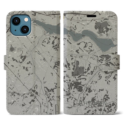 【沼南（千葉県）】地図柄iPhoneケース（手帳タイプ）モノトーン・iPhone 13 用