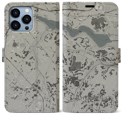 【沼南（千葉県）】地図柄iPhoneケース（手帳タイプ）モノトーン・iPhone 13 Pro Max 用