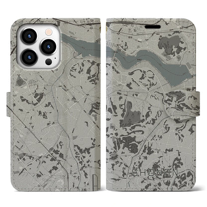 【沼南（千葉県）】地図柄iPhoneケース（手帳タイプ）モノトーン・iPhone 13 Pro 用