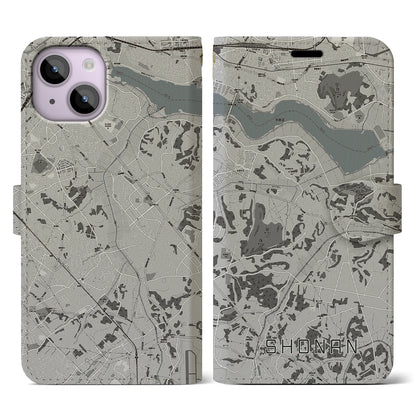 【沼南（千葉県）】地図柄iPhoneケース（手帳タイプ）モノトーン・iPhone 14 用