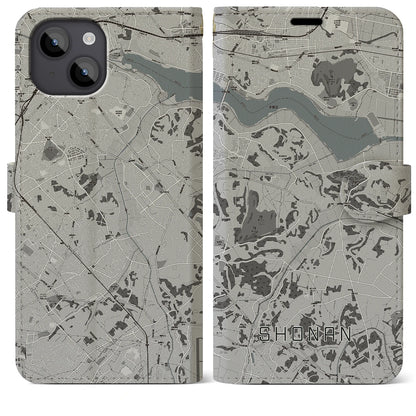 【沼南（千葉県）】地図柄iPhoneケース（手帳タイプ）モノトーン・iPhone 14 Plus 用