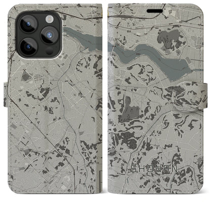 【沼南（千葉県）】地図柄iPhoneケース（手帳タイプ）モノトーン・iPhone 15 Pro Max 用