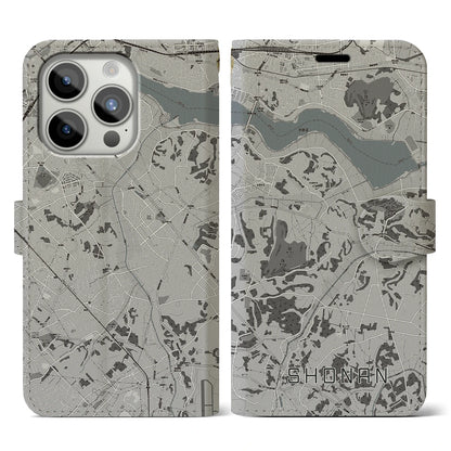 【沼南（千葉県）】地図柄iPhoneケース（手帳タイプ）モノトーン・iPhone 15 Pro 用