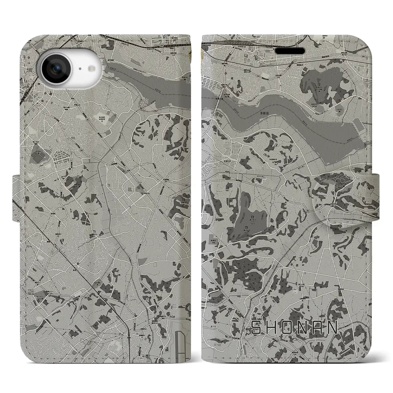 【沼南（千葉県）】地図柄iPhoneケース（手帳タイプ）