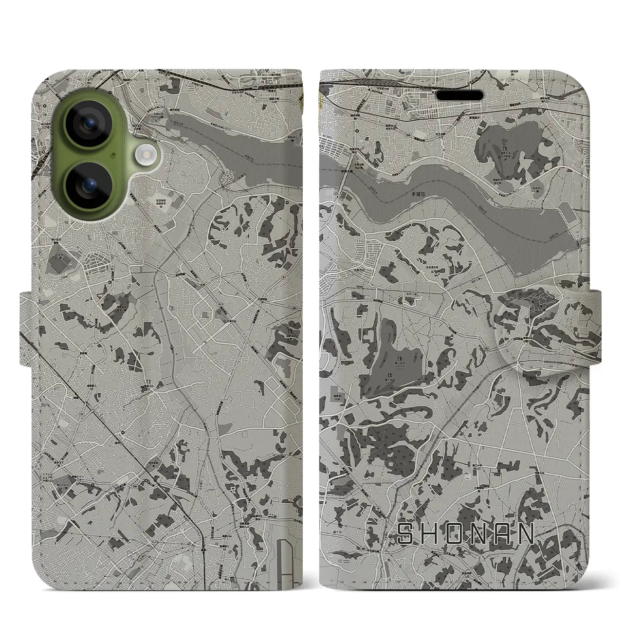 【沼南（千葉県）】地図柄iPhoneケース（手帳タイプ）