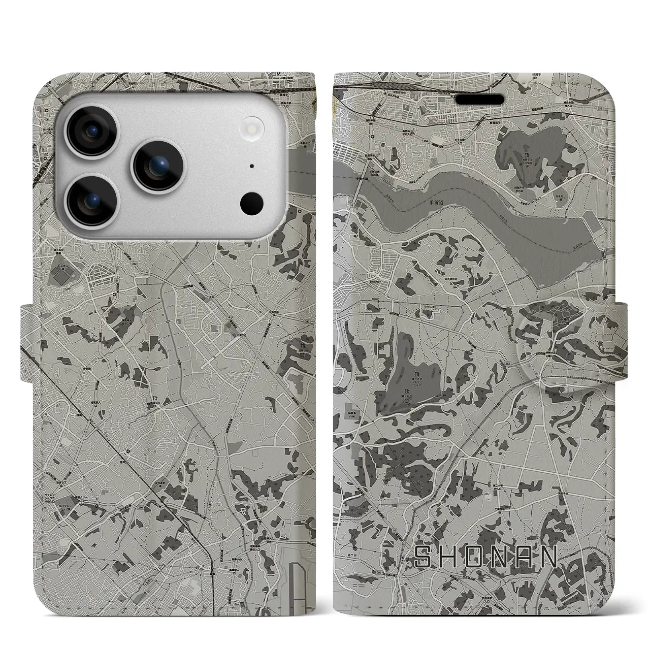 【沼南（千葉県）】地図柄iPhoneケース（手帳タイプ）