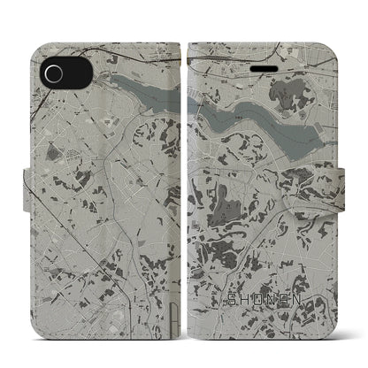 【沼南（千葉県）】地図柄iPhoneケース（手帳タイプ）モノトーン・iPhone SE（第3 / 第2世代） / 8 / 7 / 6s / 6 用