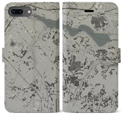 【沼南（千葉県）】地図柄iPhoneケース（手帳タイプ）モノトーン・iPhone 8Plus /7Plus / 6sPlus / 6Plus 用