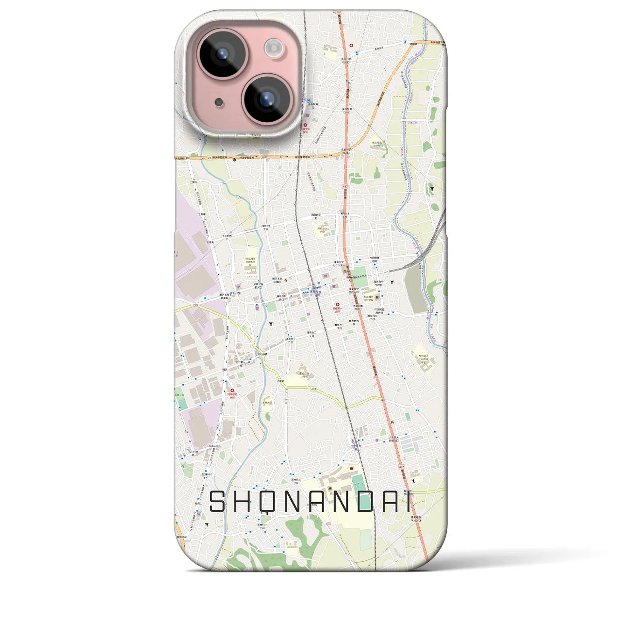 【湘南台（神奈川県）】地図柄iPhoneケース（バックカバータイプ）