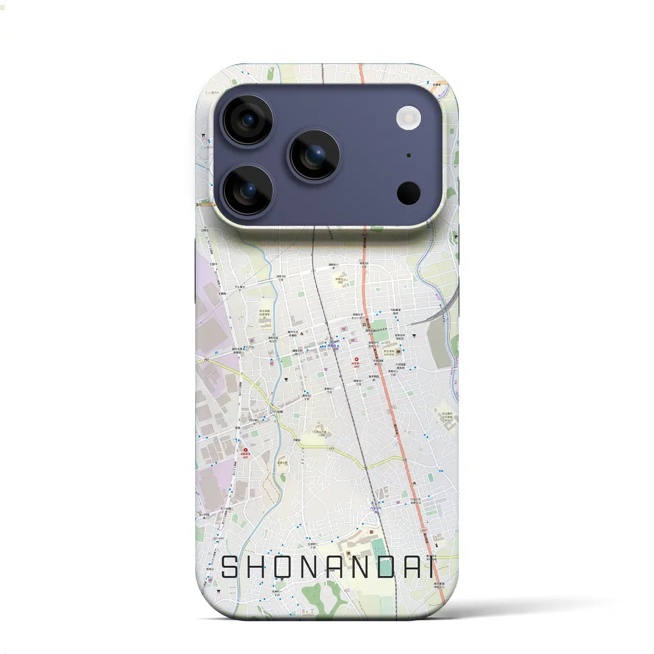 【湘南台（神奈川県）】地図柄iPhoneケース（バックカバータイプ）ブラック・iPhone 17 Pro Max 用