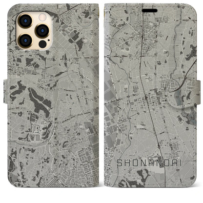 【湘南台（神奈川県）】地図柄iPhoneケース（手帳タイプ）モノトーン・iPhone 12 Pro Max 用