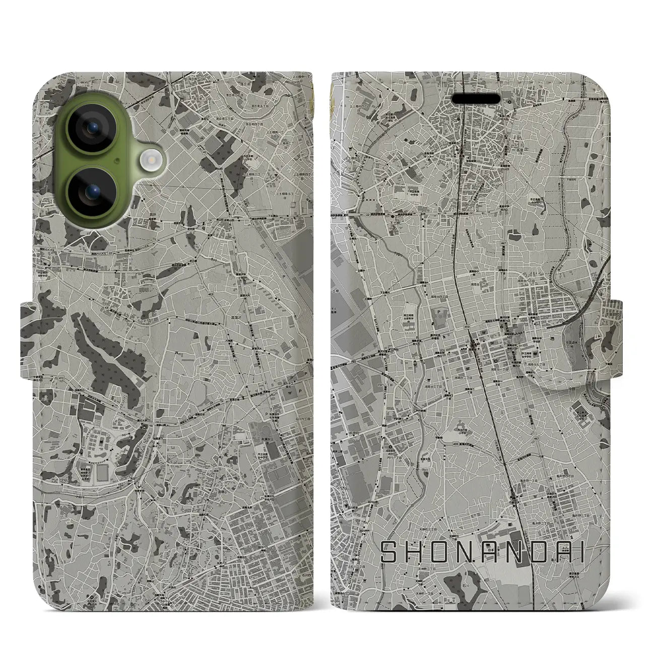 【湘南台（神奈川県）】地図柄iPhoneケース（手帳タイプ）