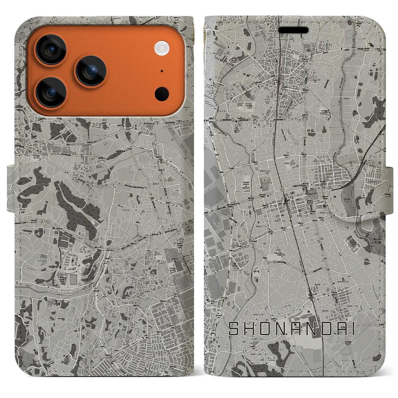 【湘南台（神奈川県）】地図柄iPhoneケース（手帳タイプ）