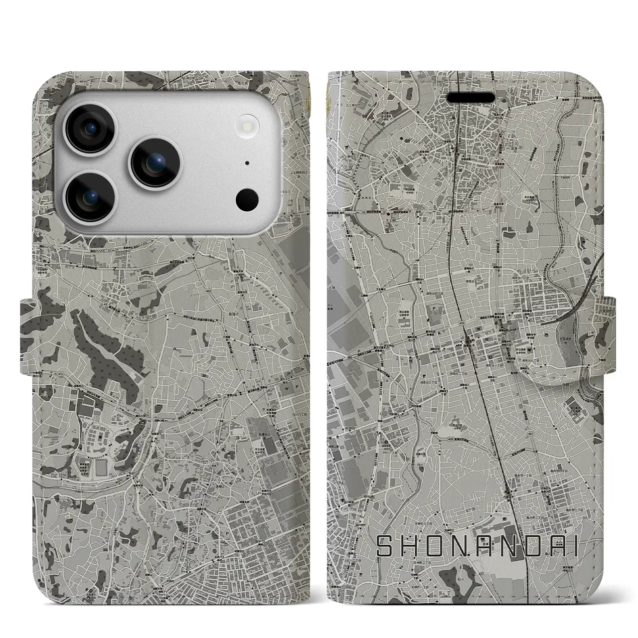 【湘南台（神奈川県）】地図柄iPhoneケース（手帳タイプ）