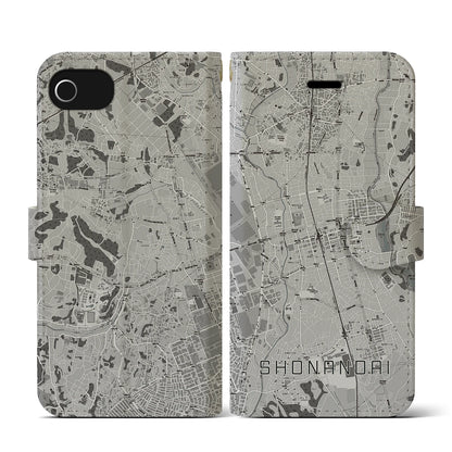 【湘南台（神奈川県）】地図柄iPhoneケース（手帳タイプ）モノトーン・iPhone SE（第3 / 第2世代） / 8 / 7 / 6s / 6 用