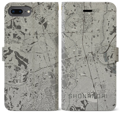 【湘南台（神奈川県）】地図柄iPhoneケース（手帳タイプ）モノトーン・iPhone 8Plus /7Plus / 6sPlus / 6Plus 用