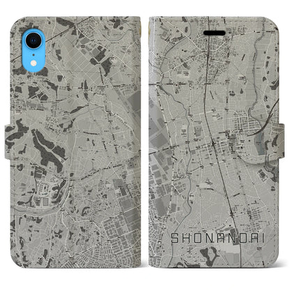 【湘南台（神奈川県）】地図柄iPhoneケース（手帳タイプ）モノトーン・iPhone XR 用