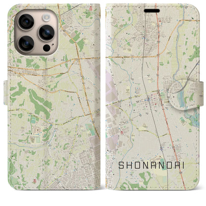 【湘南台（神奈川県）】地図柄iPhoneケース（手帳タイプ）ナチュラル・iPhone 16 Plus 用