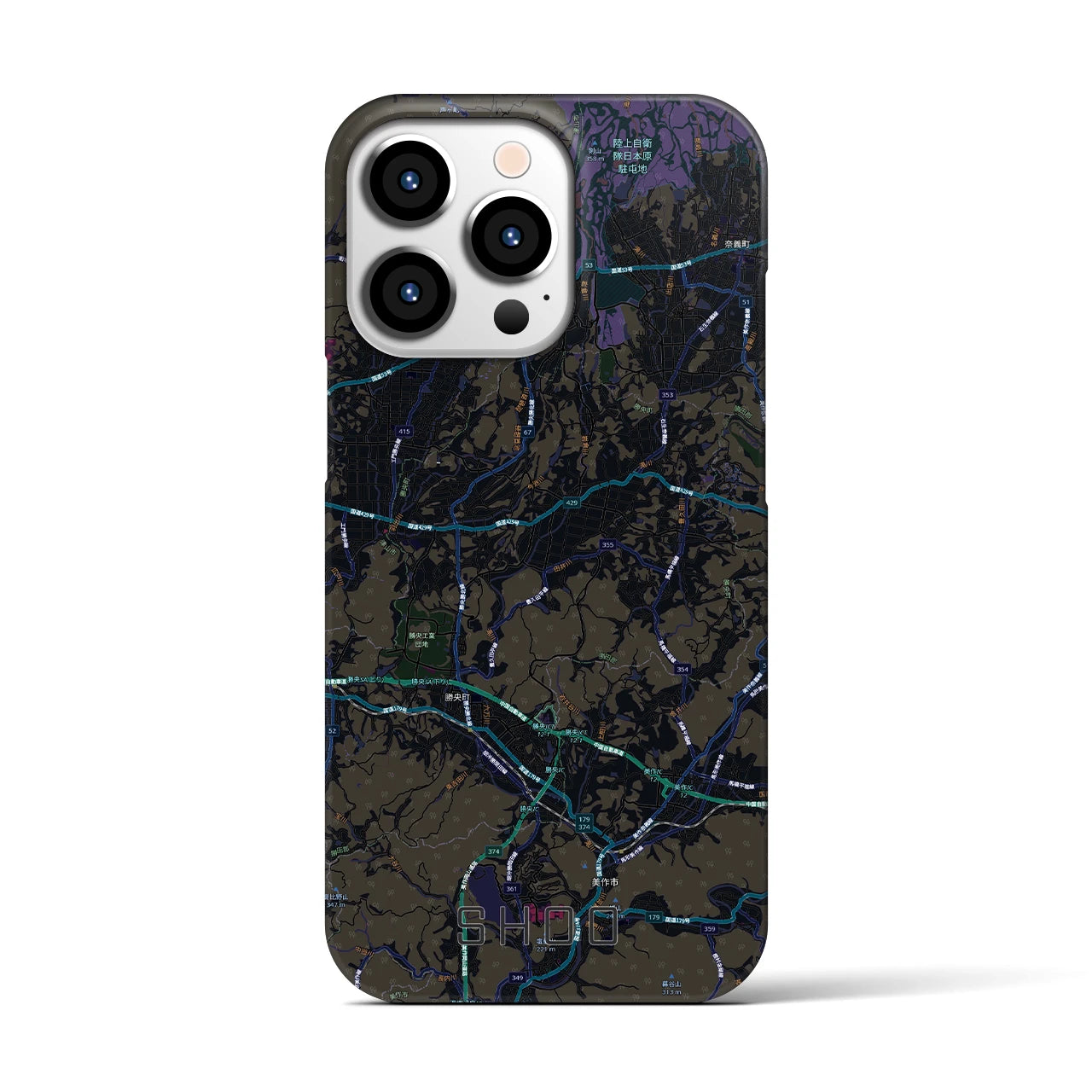 【勝央（岡山県）】地図柄iPhoneケース（バックカバータイプ）