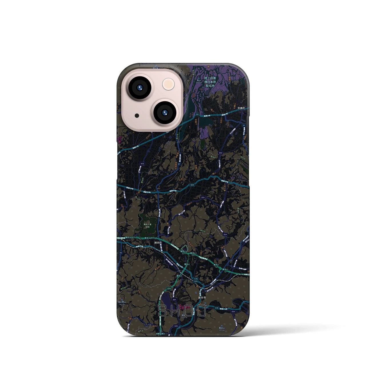 【勝央（岡山県）】地図柄iPhoneケース（バックカバータイプ）