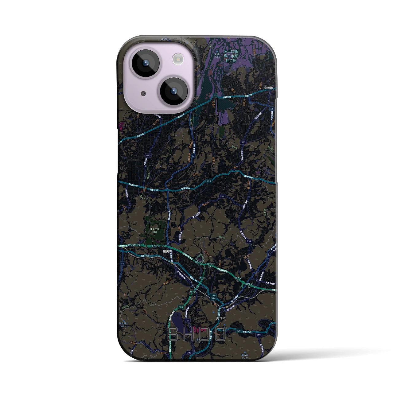 【勝央（岡山県）】地図柄iPhoneケース（バックカバータイプ）