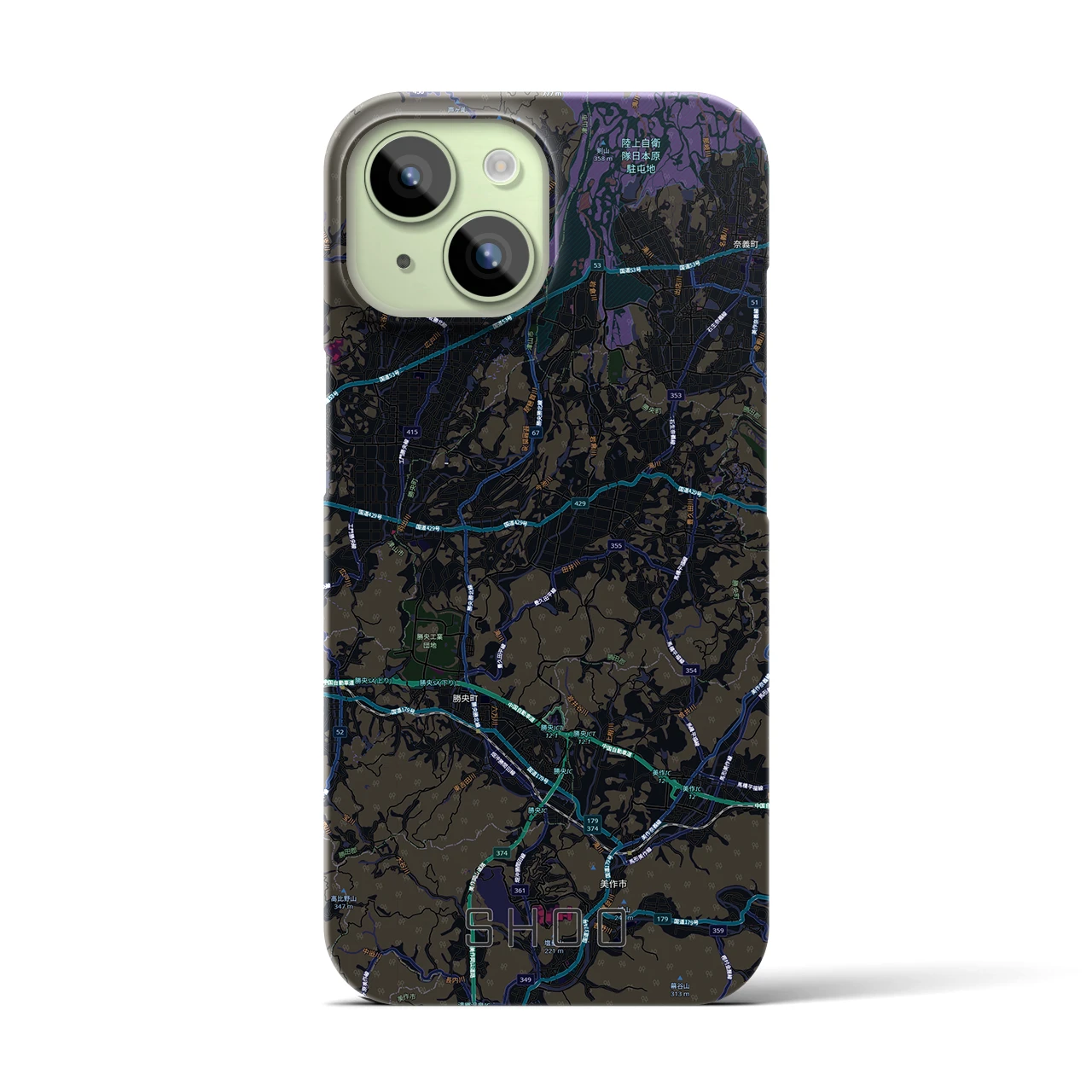 【勝央（岡山県）】地図柄iPhoneケース（バックカバータイプ）