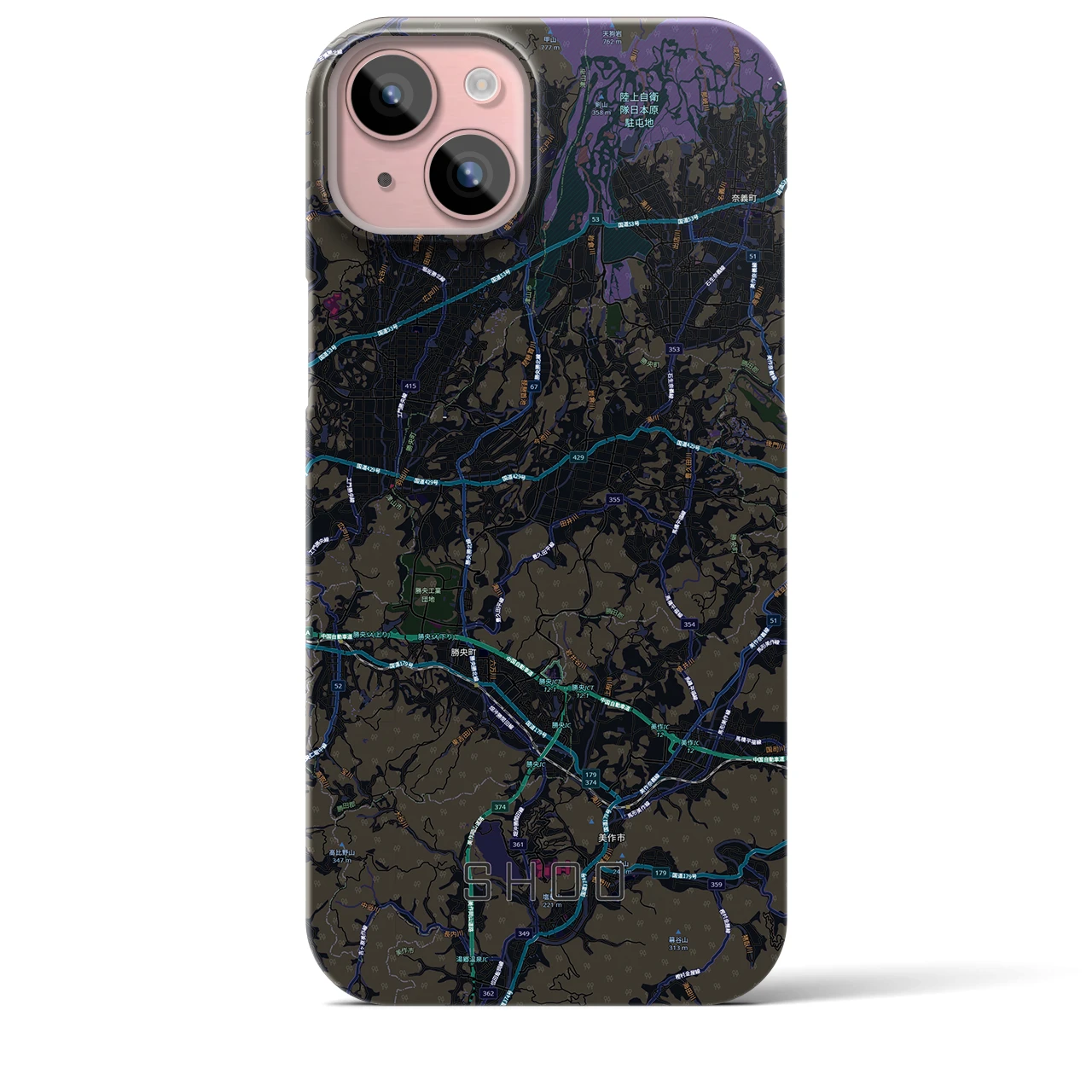 【勝央（岡山県）】地図柄iPhoneケース（バックカバータイプ）