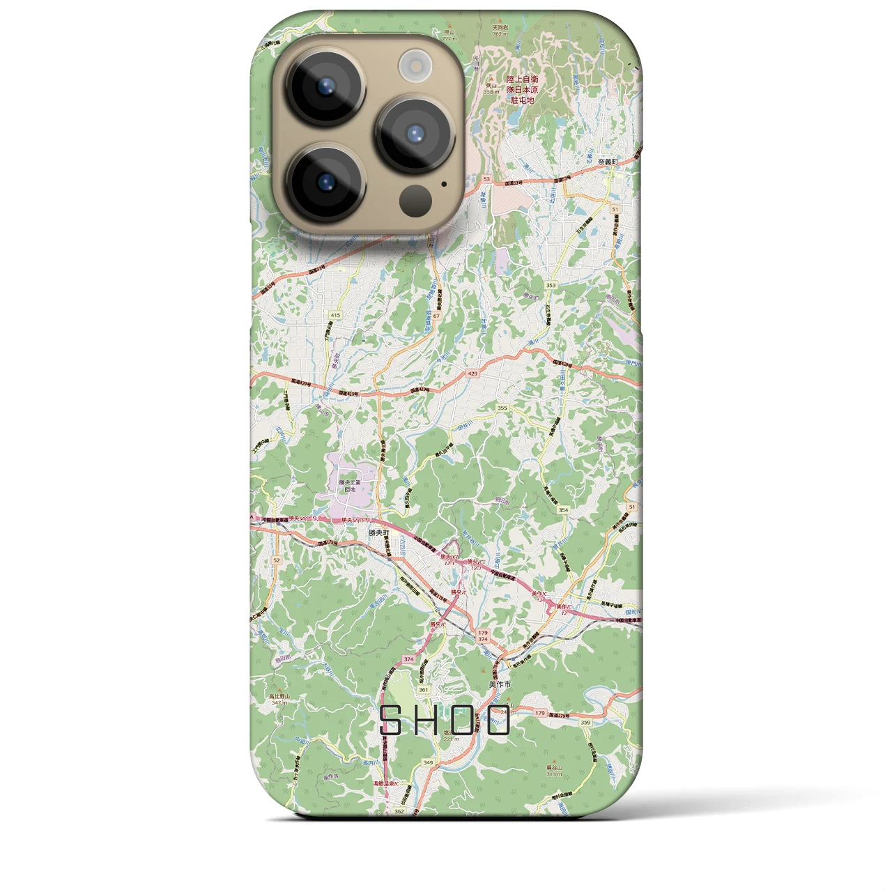 【勝央（岡山県）】地図柄iPhoneケース（バックカバータイプ）