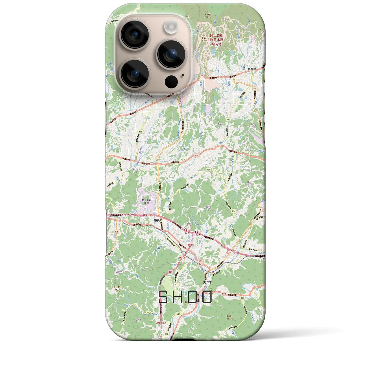 【勝央（岡山県）】地図柄iPhoneケース（バックカバータイプ）