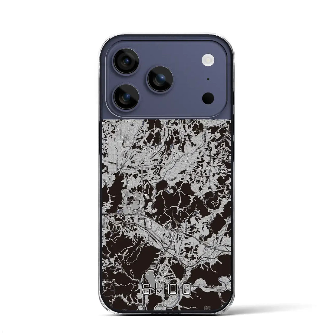 【勝央(岡山県)】地図柄iPhoneケース(クリアタイプ)モノトーン・iPhone 17 Pro Max 用