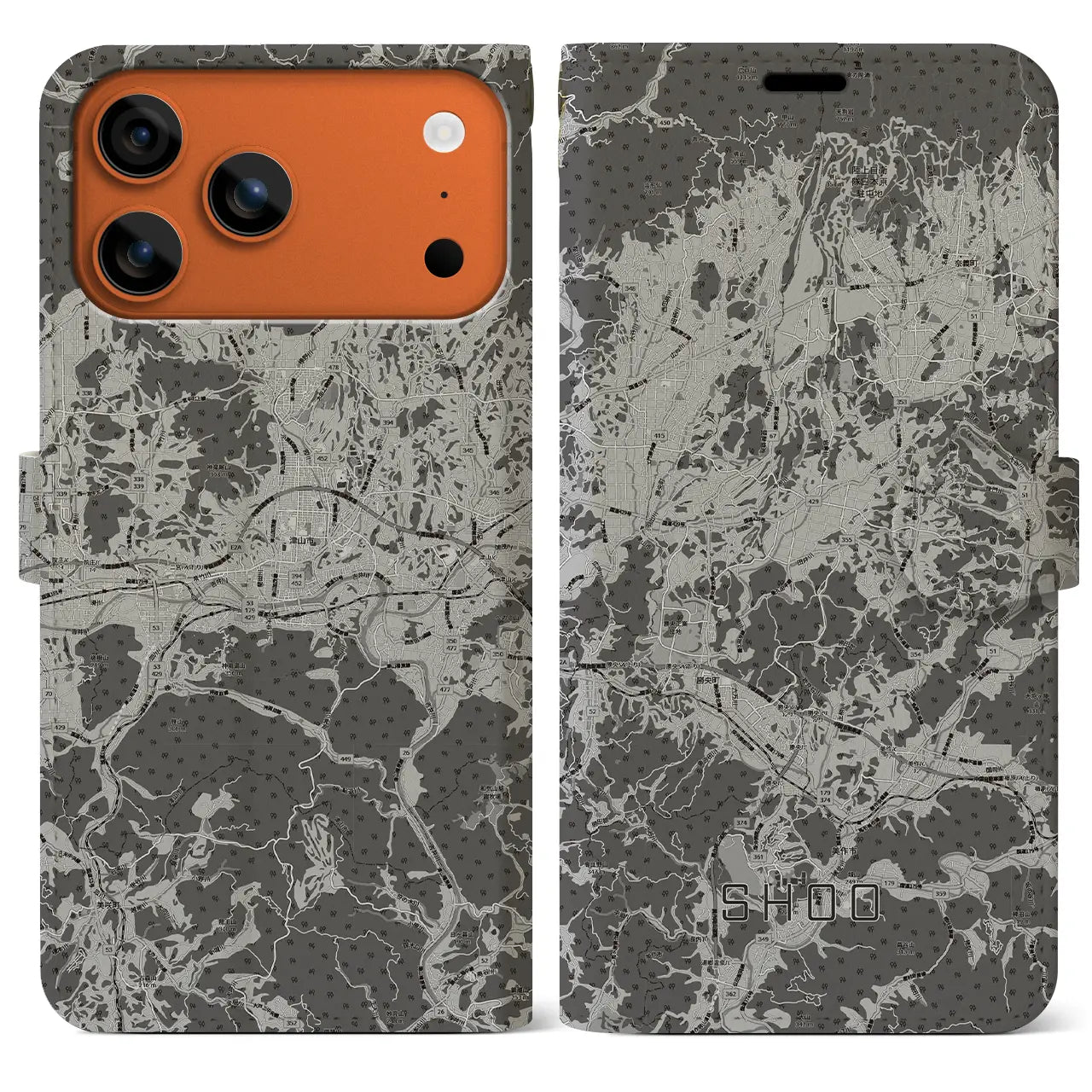 【勝央（岡山県）】地図柄iPhoneケース（手帳タイプ）