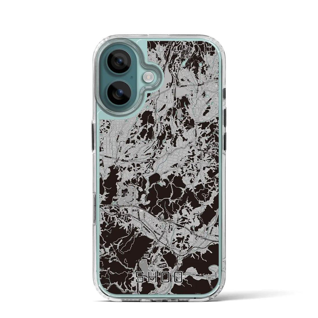 【勝央(岡山県)】地図柄iPhoneケース(MagSafeタイプ)モノトーン・iPhone 16 Pro 用