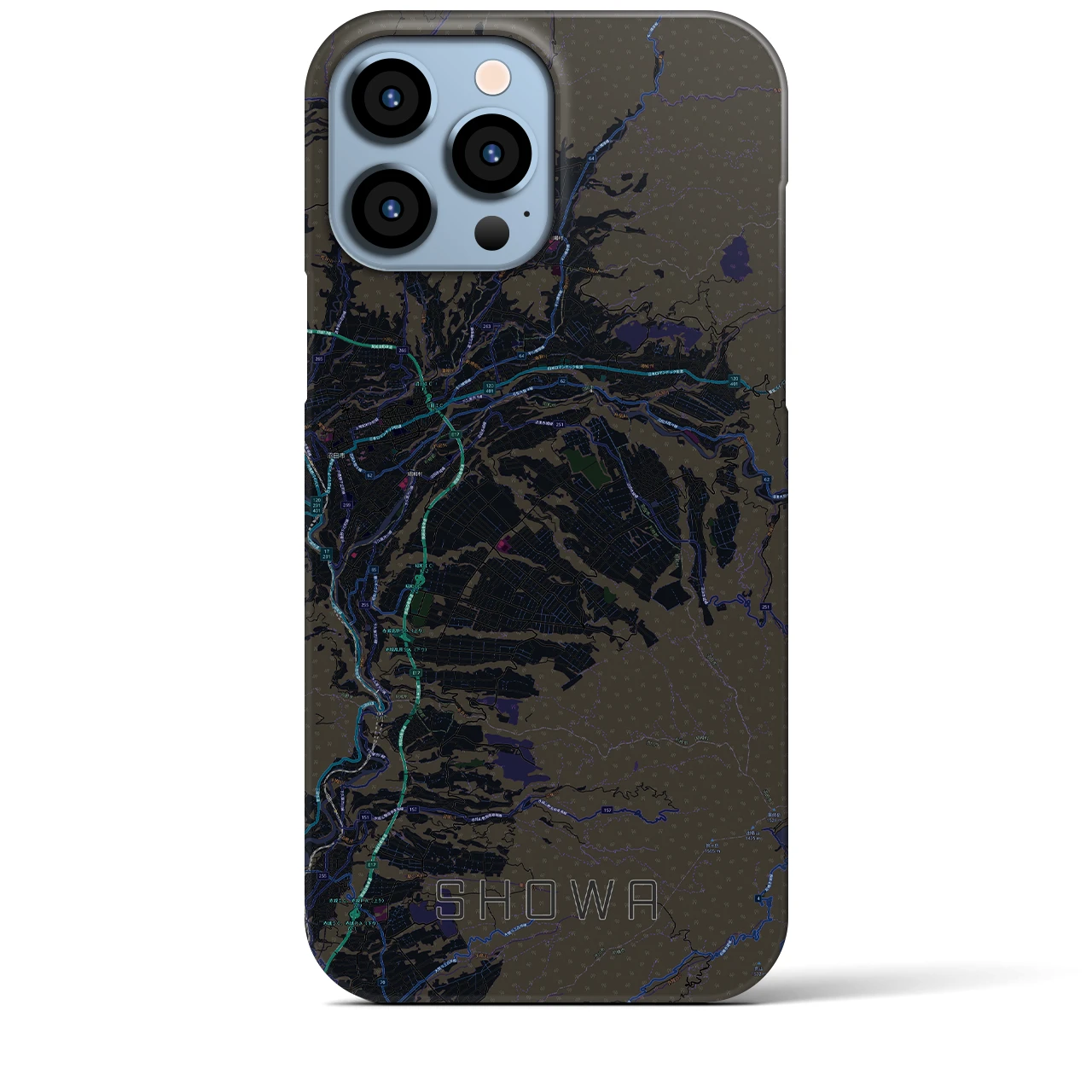 【昭和（群馬県）】地図柄iPhoneケース（バックカバータイプ）ブラック・iPhone 13 Pro Max 用