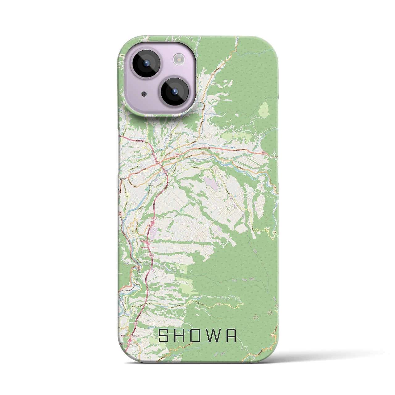 【昭和（群馬県）】地図柄iPhoneケース（バックカバータイプ）ナチュラル・iPhone 14 用