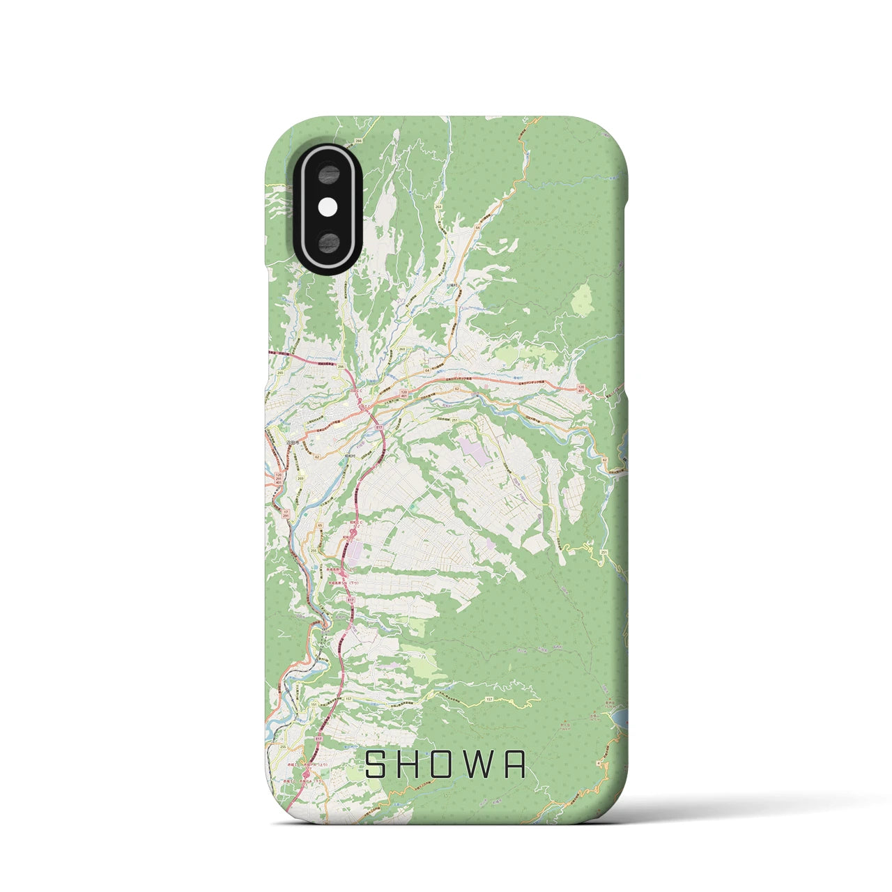 【昭和（群馬県）】地図柄iPhoneケース（バックカバータイプ）ナチュラル・iPhone XS / X 用