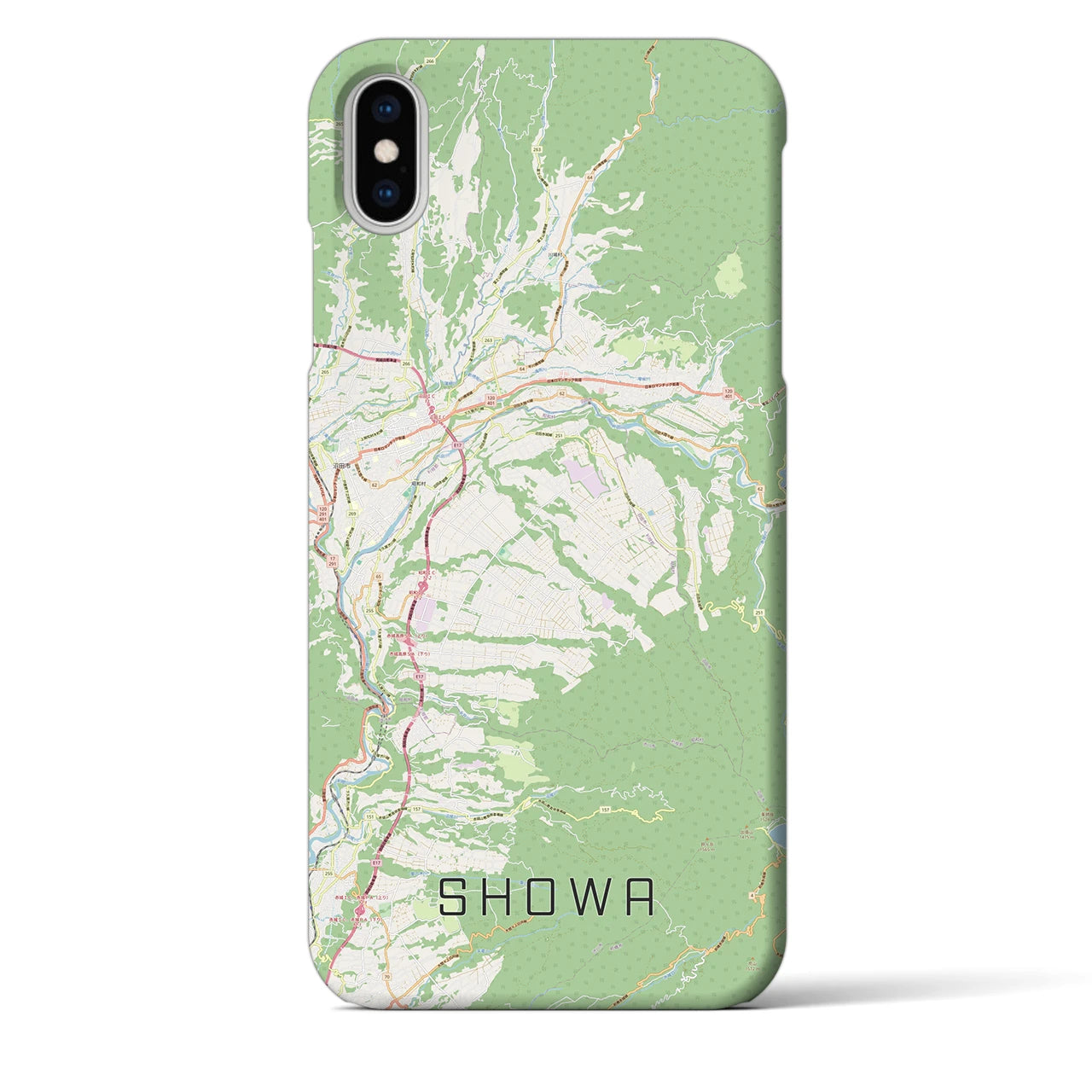 【昭和（群馬県）】地図柄iPhoneケース（バックカバータイプ）ナチュラル・iPhone XS Max 用