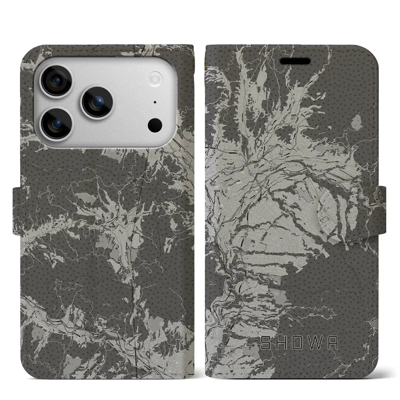 【昭和（群馬県）】地図柄iPhoneケース（手帳タイプ）