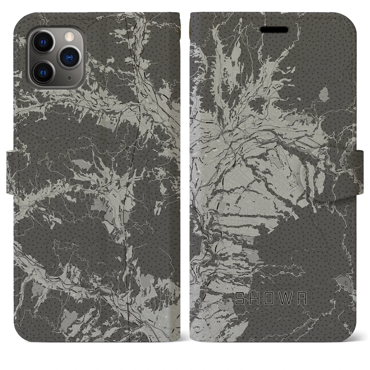 【昭和（群馬県）】地図柄iPhoneケース（手帳タイプ）