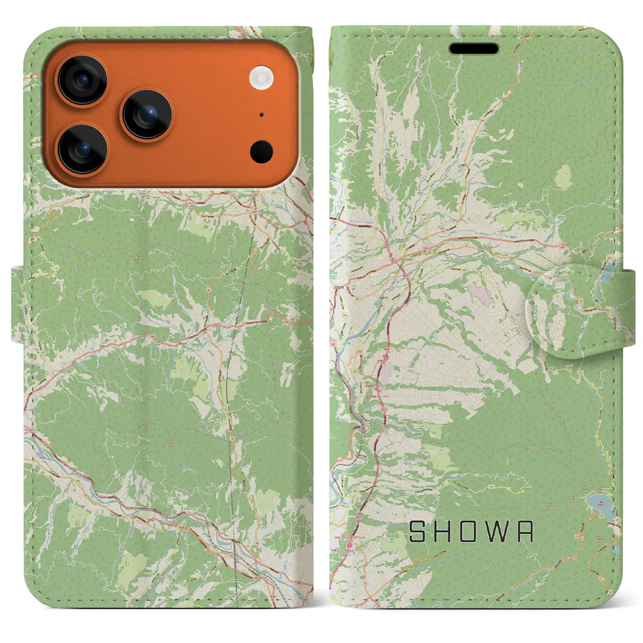 【昭和（群馬県）】地図柄iPhoneケース（手帳タイプ）