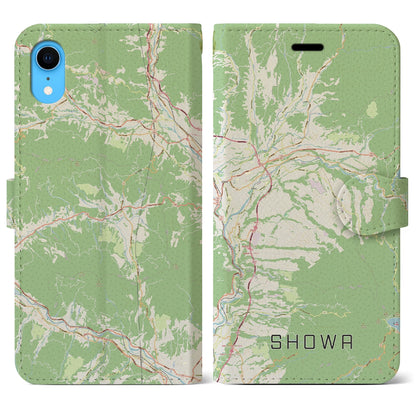 【昭和（群馬県）】地図柄iPhoneケース（手帳タイプ）ナチュラル・iPhone XR 用
