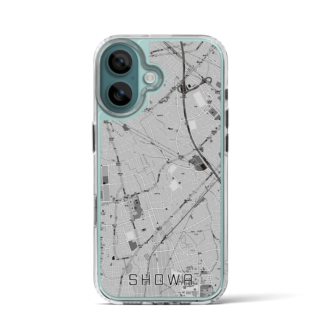 【昭和（山梨県）】地図柄iPhoneケース（MagSafeタイプ）モノトーン・iPhone 16 Pro 用