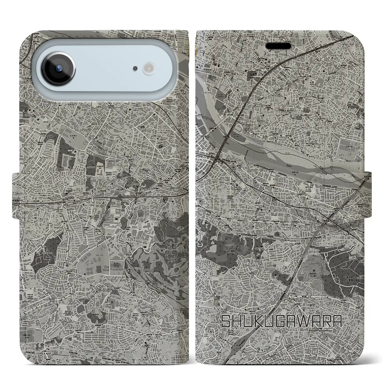 【宿河原（神奈川県）】地図柄iPhoneケース（手帳タイプ）