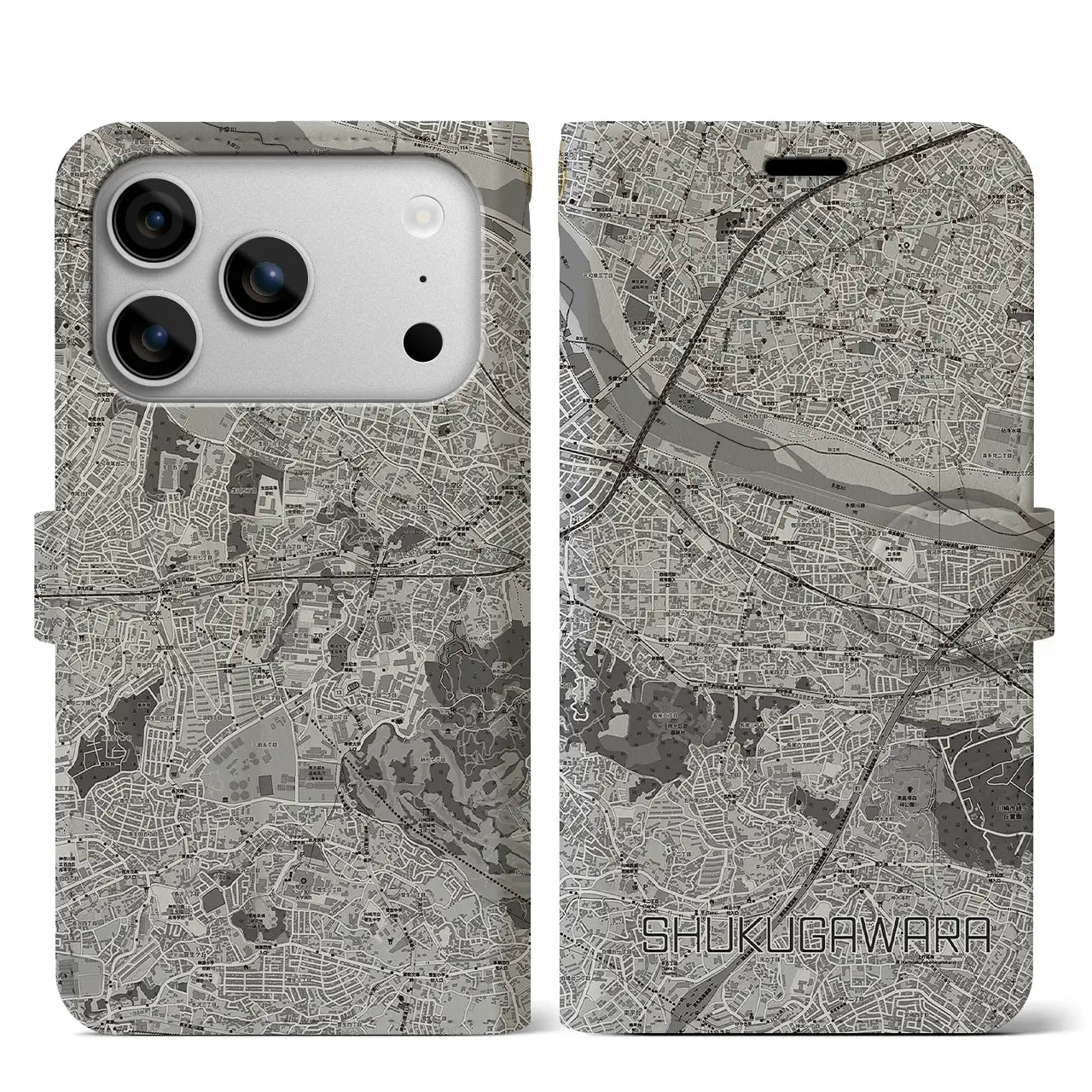 【宿河原（神奈川県）】地図柄iPhoneケース（手帳タイプ）