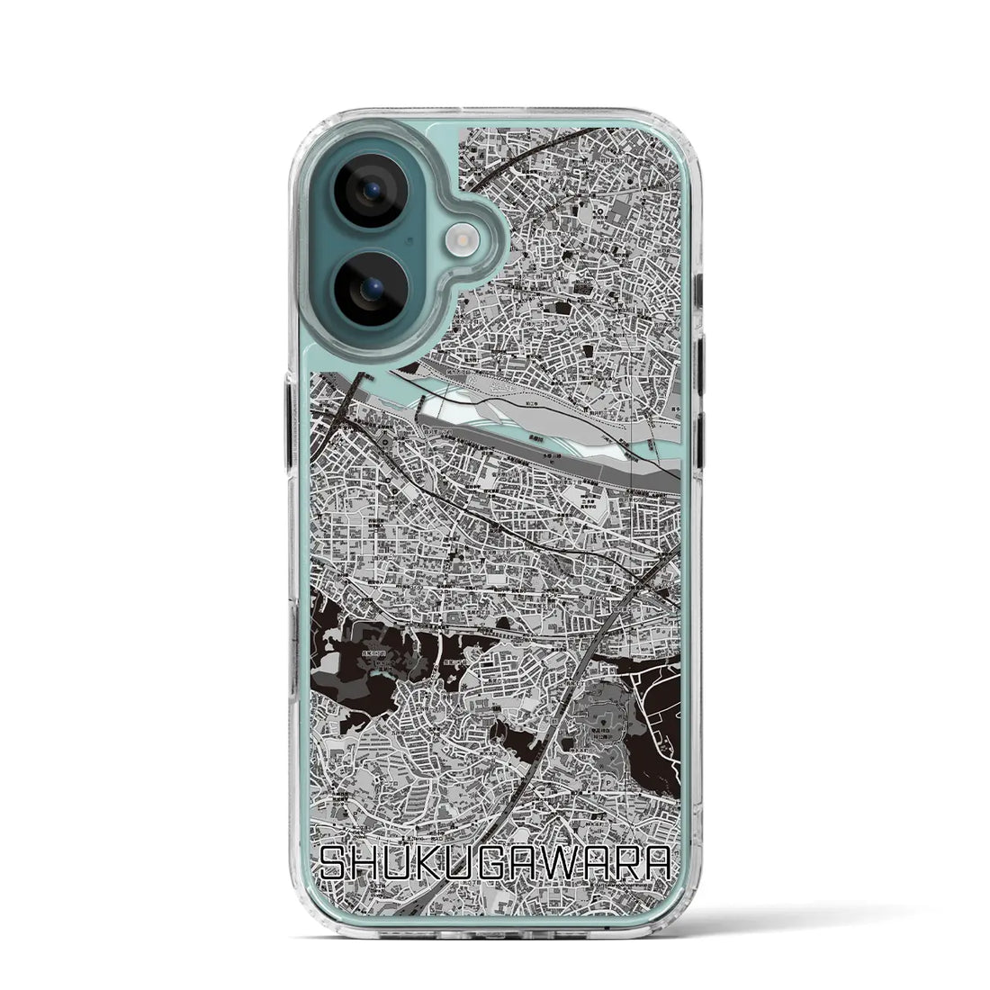 【宿河原(神奈川県)】地図柄iPhoneケース(MagSafeタイプ)モノトーン・iPhone 16 Pro 用