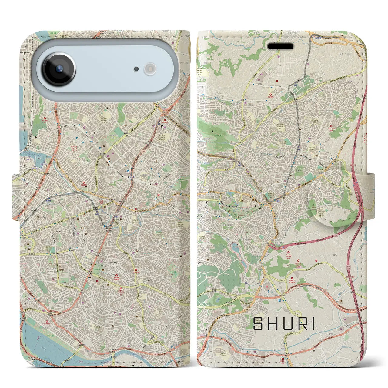 【首里（沖縄県）】地図柄iPhoneケース（手帳タイプ）