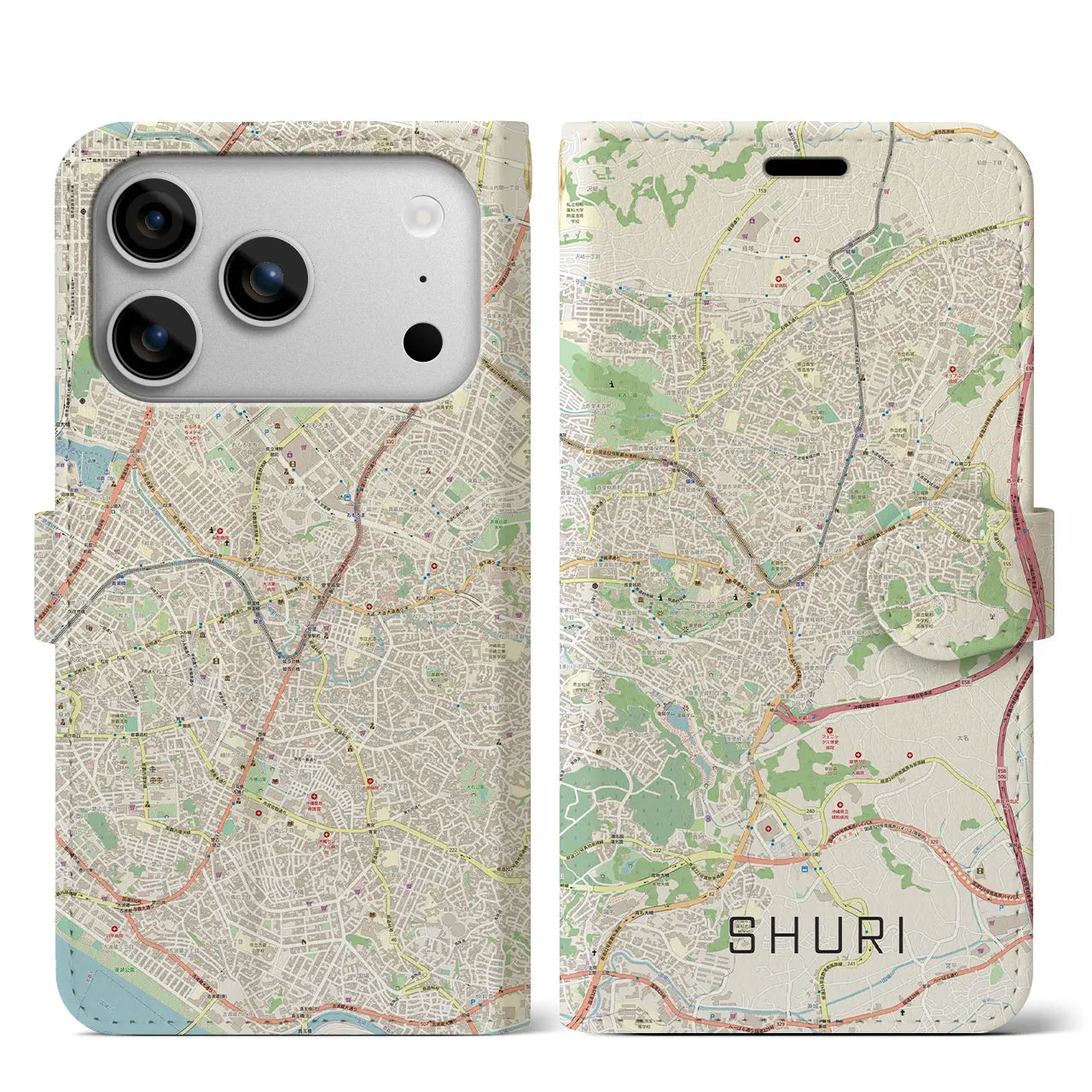 【首里（沖縄県）】地図柄iPhoneケース（手帳タイプ）