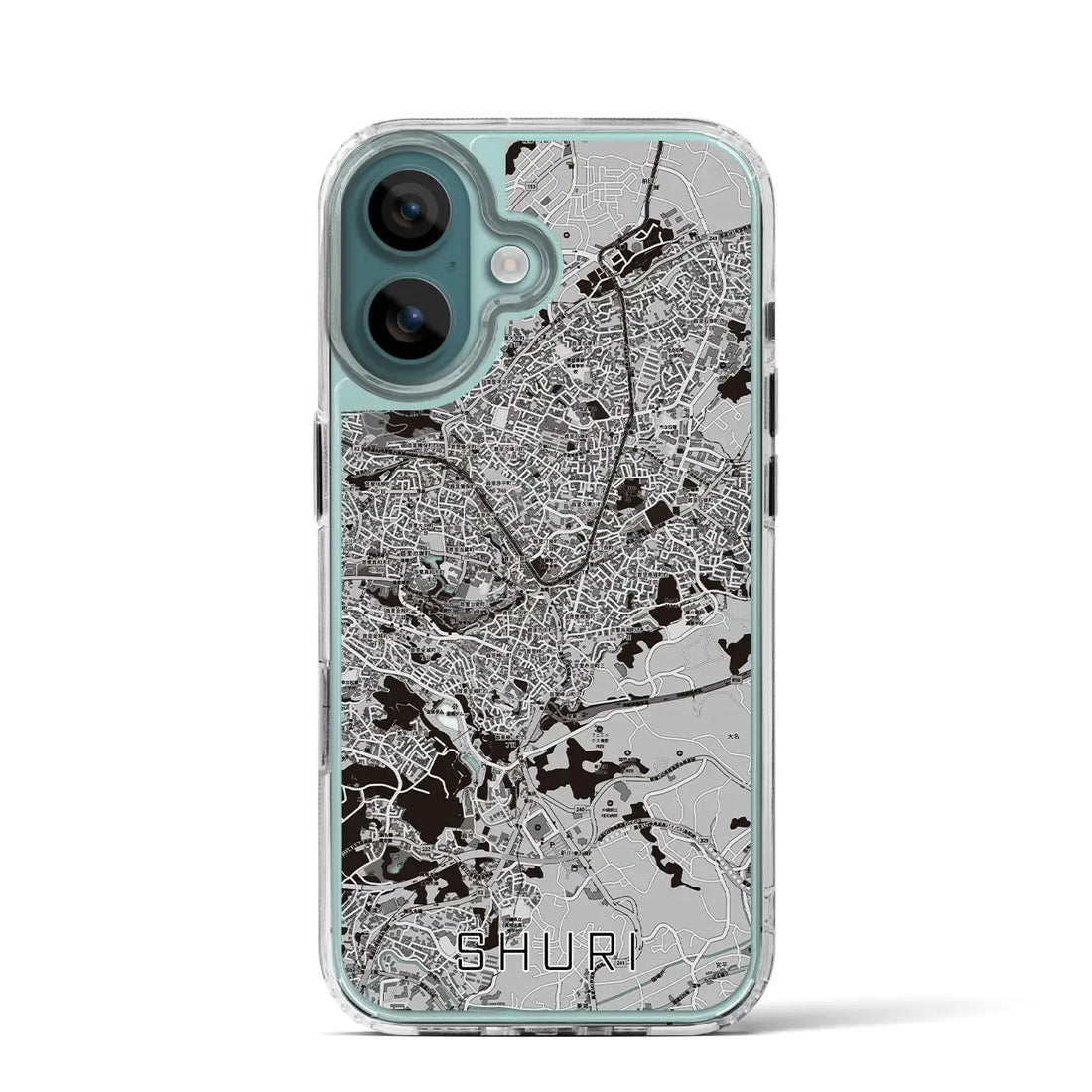 【首里(沖縄県)】地図柄iPhoneケース(MagSafeタイプ)モノトーン・iPhone 16 Pro 用